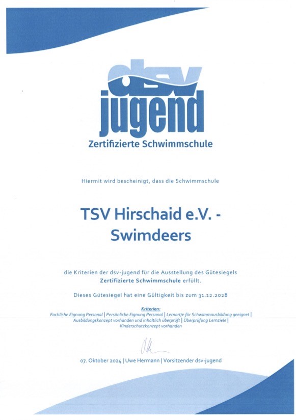 zertifizierung Swimdeers