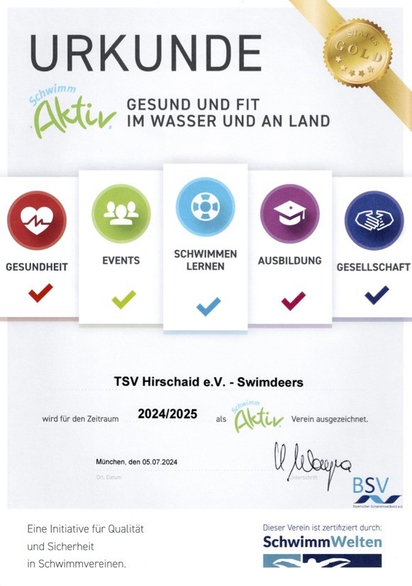 zertifizierung Swimdeers